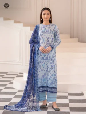 3 PC Unstitched Embroidered Lawn Suit