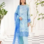 3 PC Unstitched Embroidered Lawn Suit