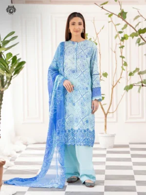 3 PC Unstitched Embroidered Lawn Suit