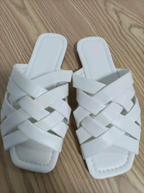 Summer Casual Outdoor Leather Flat Women Slippers Blue/Pink/Beige